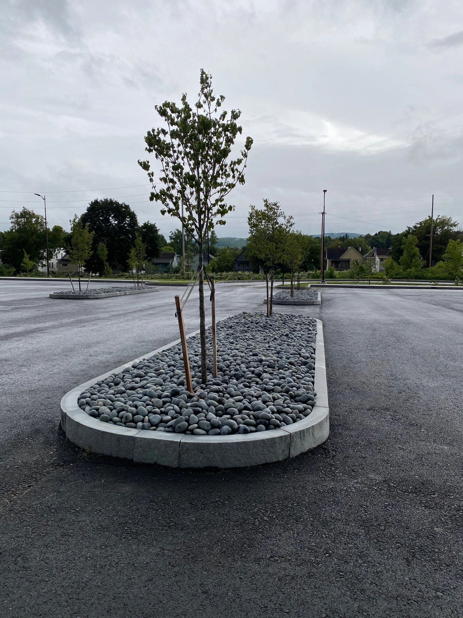 Black Mexican beach pebble 3-5 inch installed project